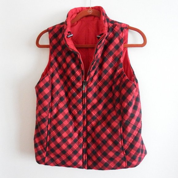 New York & Co. Rev. Buffalo Plaid/Red Vest Sz. PM - Picture 2 of 10